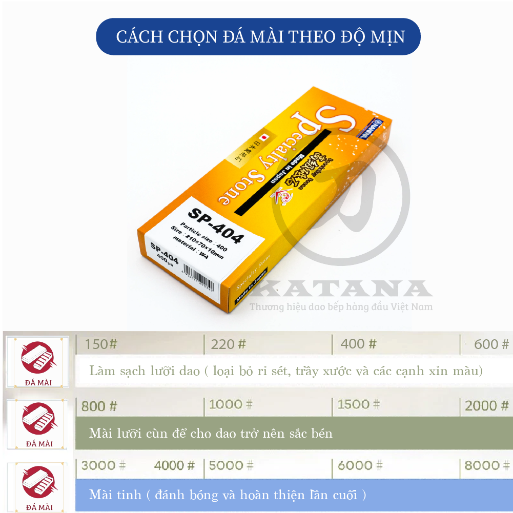 Đá mài phá Naniwa Nhật Bản #400 SUPER SP 404 (210x70x10)