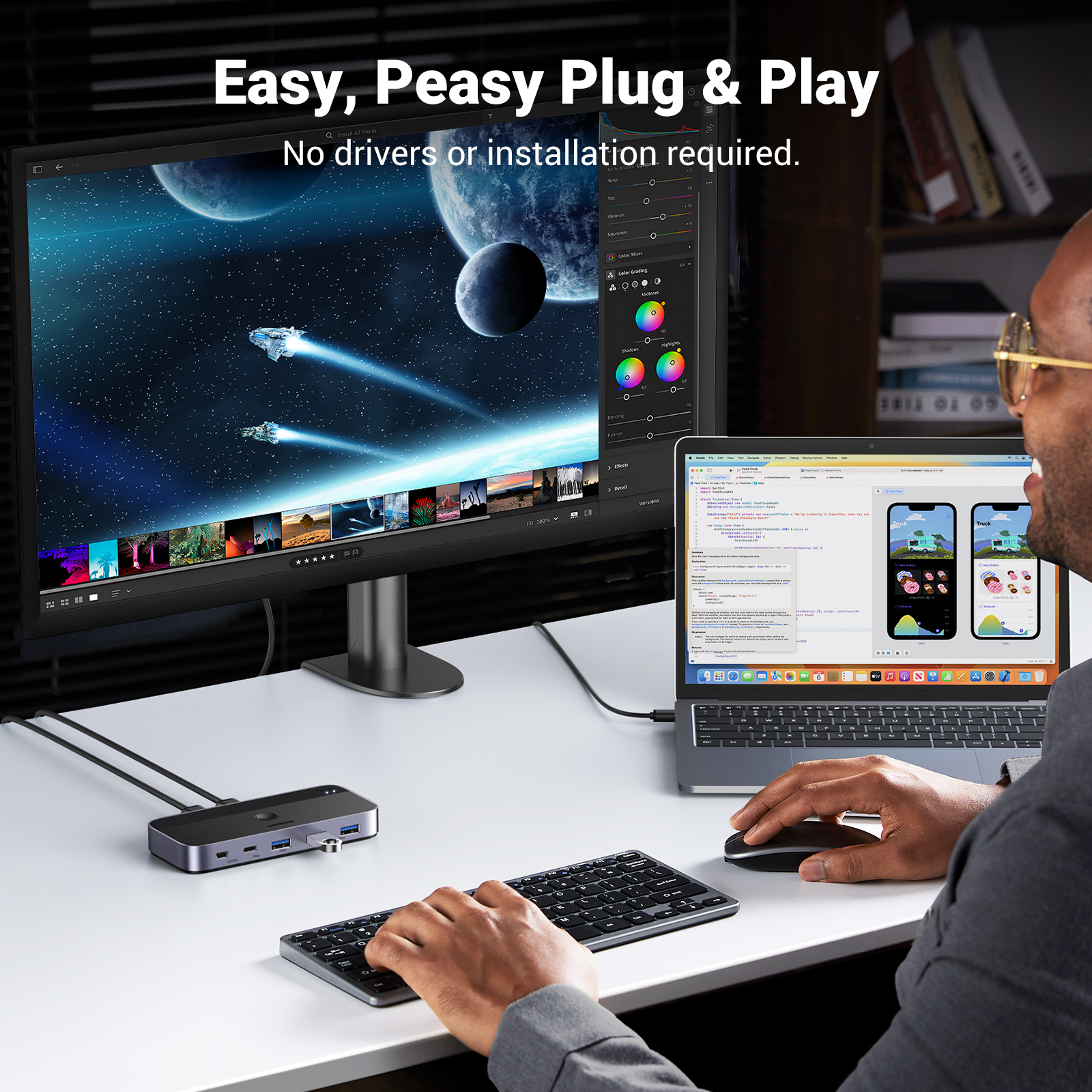 UGREEN 5Gbps Shared Switcher 2 Computer Share 4 USB Devices output 3 USB-A for keyboard Mouse Flash Disk Model:15705