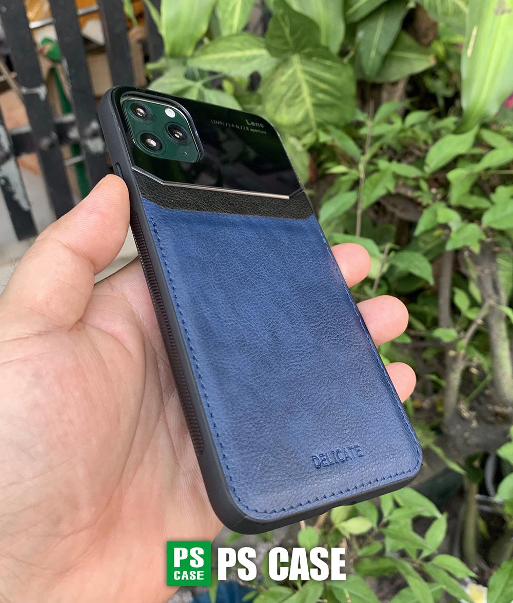 Ốp lưng da kính cao cấp dành cho iPhone 11 Pro - Màu xanh - PS Case Phân Phối