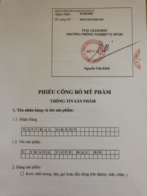 Ủ trắng cafe đậu đỏ 100gr dùng cho face body