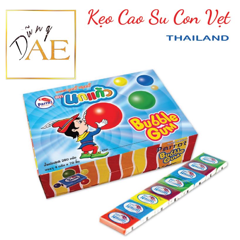 Kẹo parrot bubble gum - kẹo cao su con vẹt thái lan 70 viên