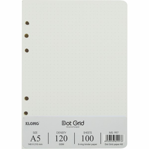 Ruột giấy refill sổ còng dot grid a5 klong - 100 tờ; ms: 997