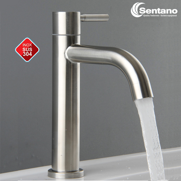 [SALE RẺ]Vòi Lavabo Lạnh inox SUS 304 STN-601 (18CM) vòi lavabo inox cao cấp dùng cho chậu rửa mặt+ dây cấp inox
