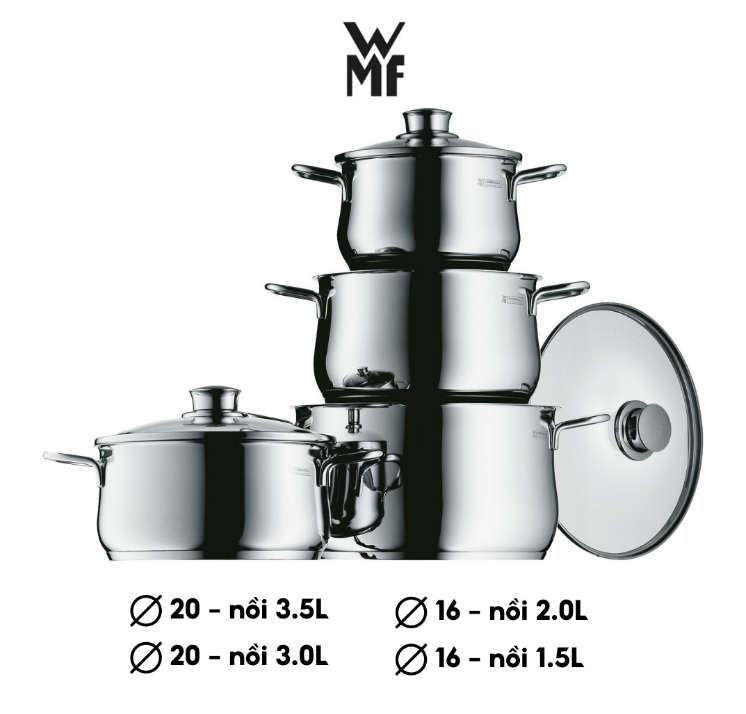 WMF Diadem Plus 5Pc Cookware Set, Stainless Steel, 5kg