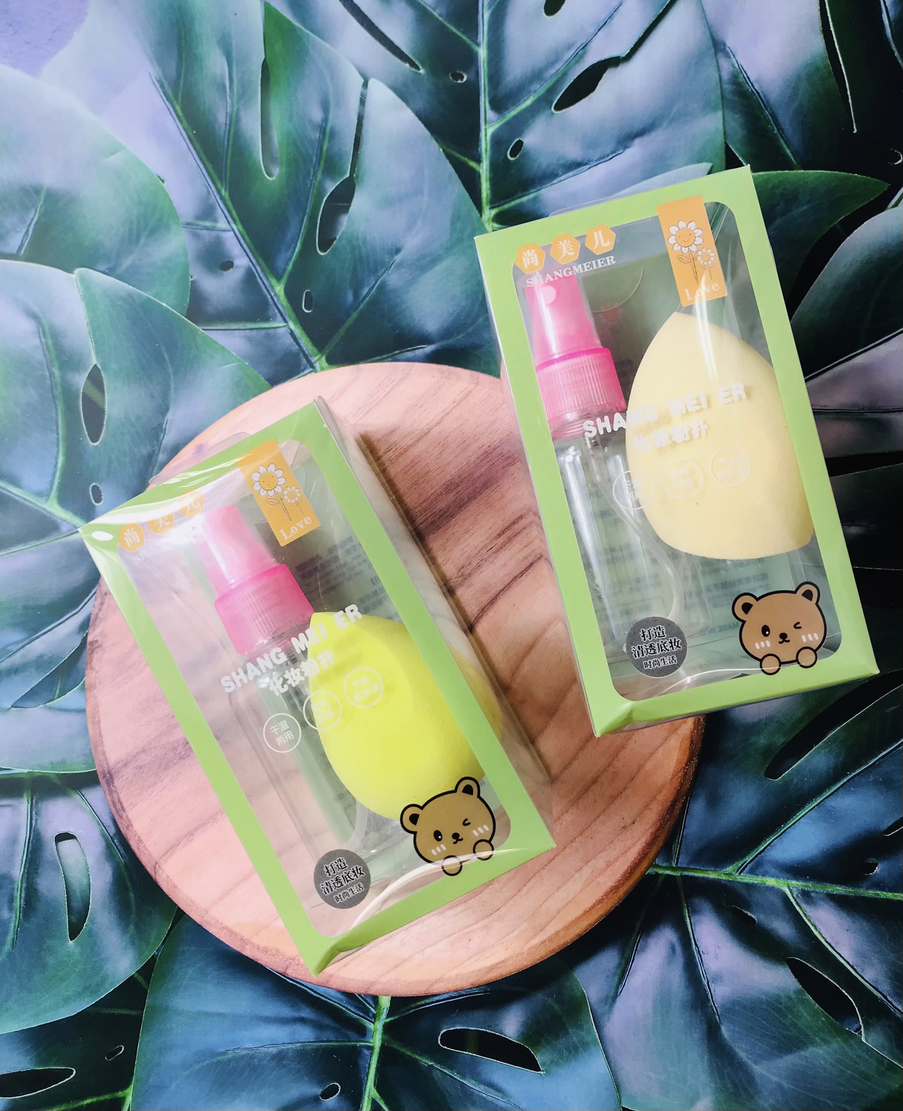 Set 2 món mút trang điểm, lọ chiếc mỹ phẩm tiện lợi | set mút trang điểm siêu mềm mại, lọ chiếc mỹ phẩm