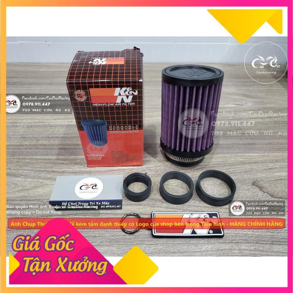 Lọc gió trụ K&N - tặng móc khóa K&N ( Đủ ron lắp mọi loại xe) CD68