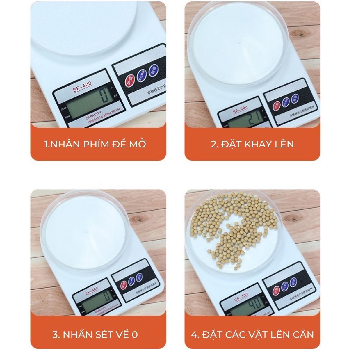 Cân điện tử mini nhà bếp SF400, Cân tiểu ly độ chinh xác cao dịnh lượng 1g đến 10kg, Tặng kèm 2 viên Pin AA