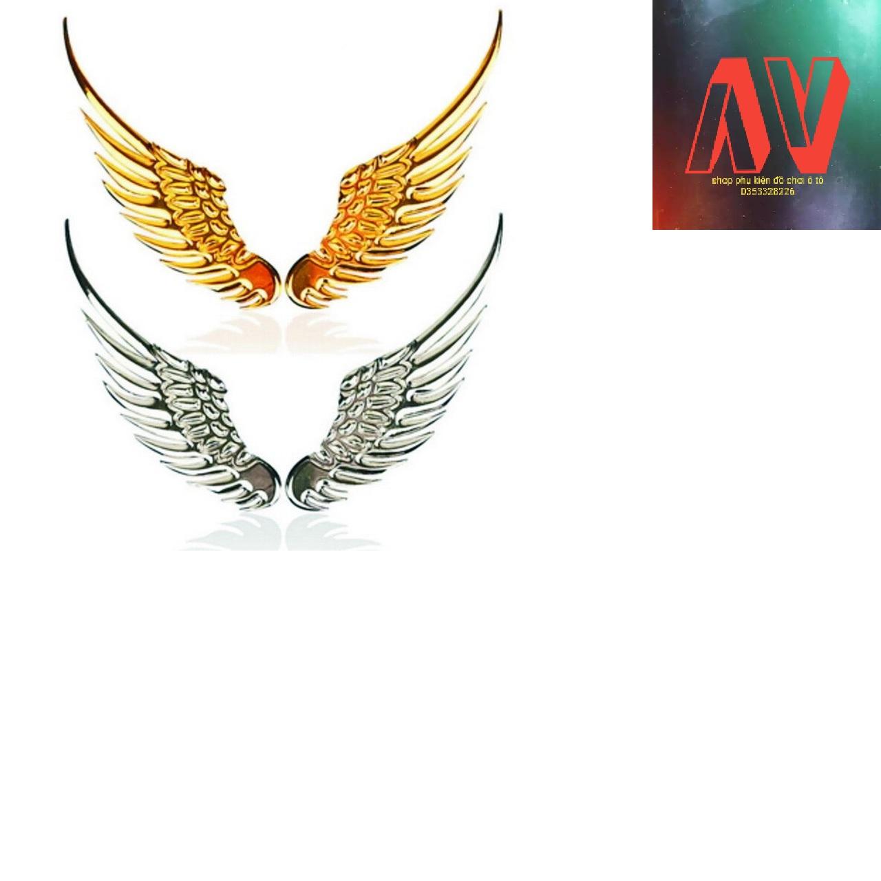 Miếng dán 3D hình cánh chim màu BẠC