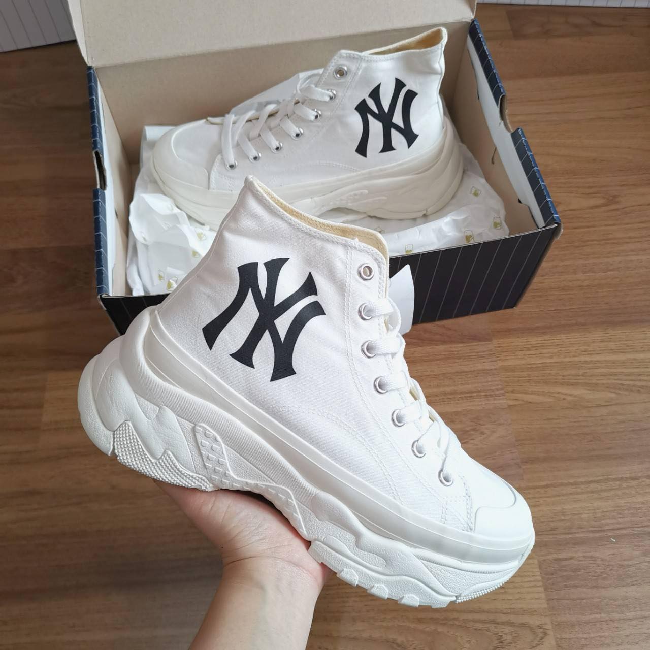Giày Sneaker MLB Chunky High New York Yankees white ( Full box)