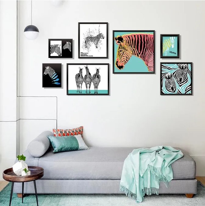 Decal dán tường khung tranh ngựa vằn Sticker Tranh Dán Tường XL8326- Decal dán tường con vật -Decal dán tường hình thú