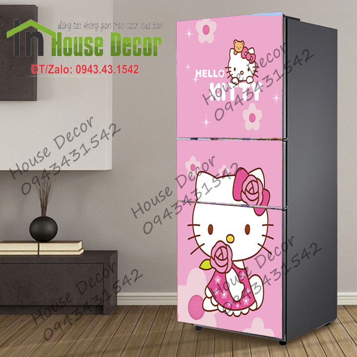 Decal Dán Trang Trí Tủ Lạnh Hello kitty