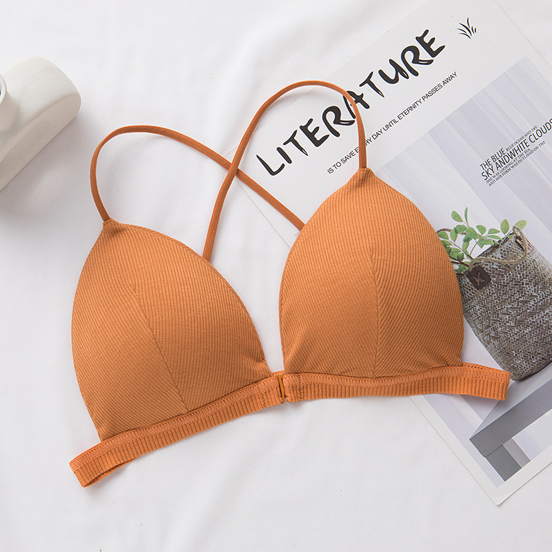 Áo Bra 2 Dây Cotton Kèm Mút Mỏng - Áo Lót Nữ Không Gọng Cài Trước MYBIKINI B715