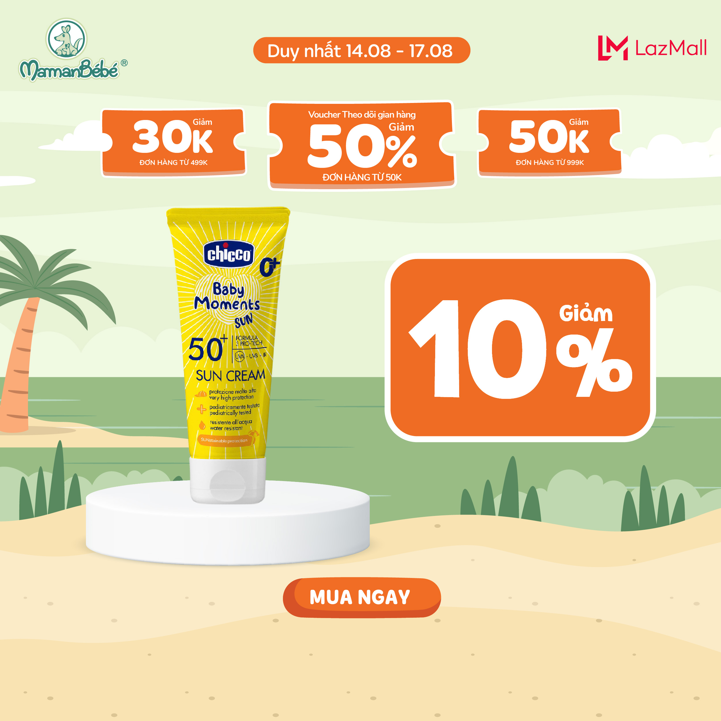 Kem chống nắng 3 tác động spf 50+ chicco