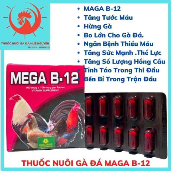 B12 - MEGA dinh dưỡ.ng dành cho gà đá 1 vỉ 10 viên.thuoc nuoi ga.tăng nuoc máu .hừng gà