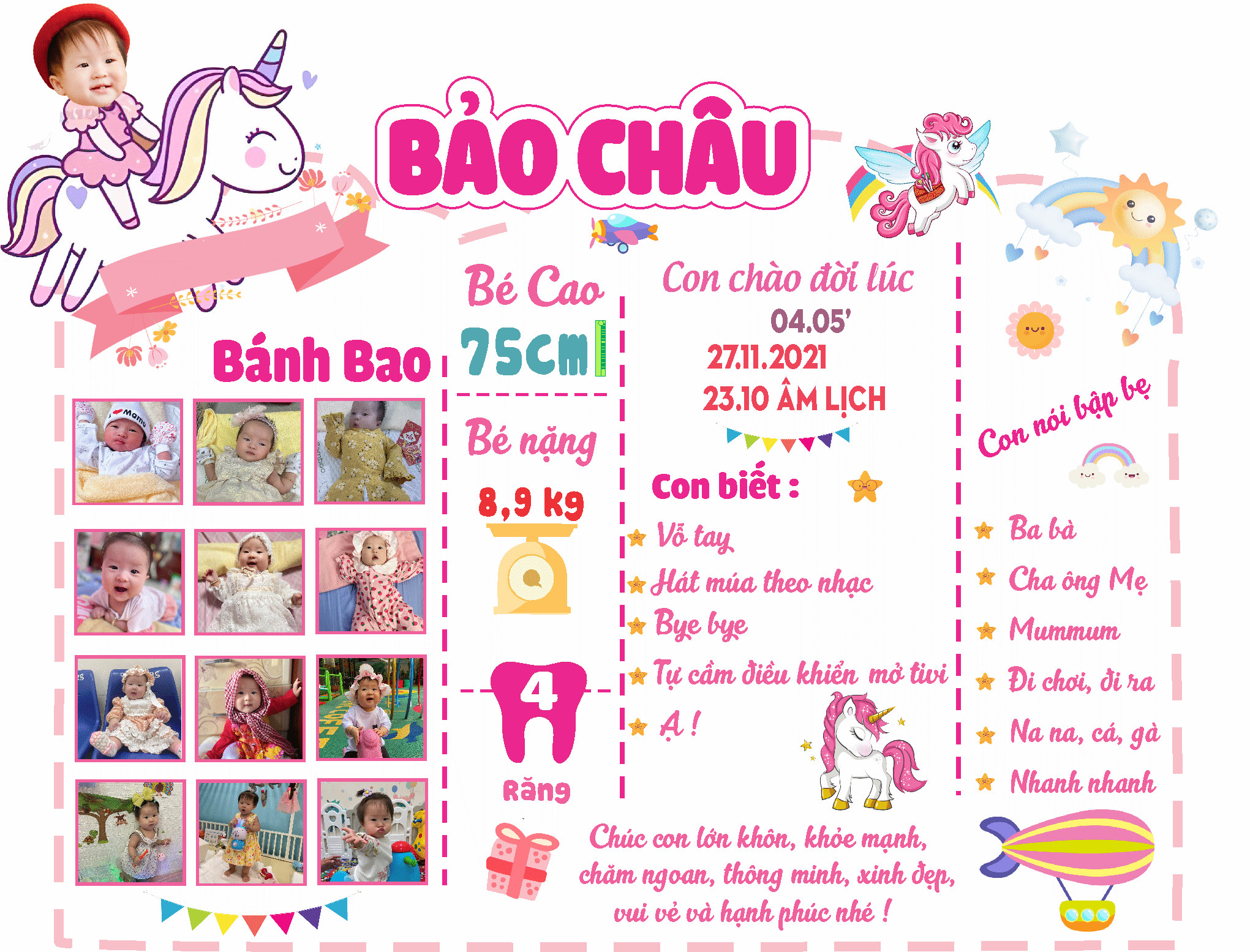 Bảng thành tích, Bảng ảnh sinh nhật cho bé (cao 30-40cm tùy mẫu )