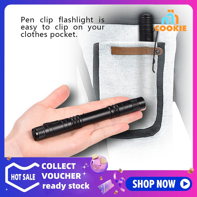 Mini Portable LED Pen Clip Pocket Flashlight High Bright Light Torch Lamp Battery Powered