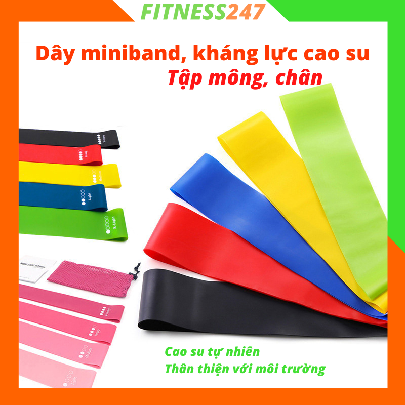 Dây kháng lực tập gym, dây miniband cao su co dãn đàn hồi tập mông chân đùi cao cấp nam nữ