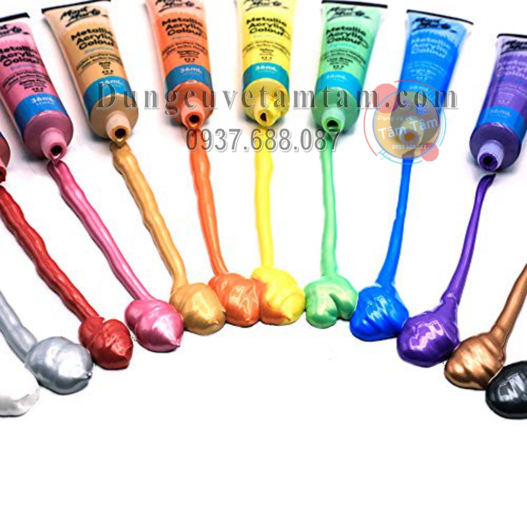 [ TÂM TÂM ]-Màu Acrylic METALLIC và Acrylic FLUORO Mont Marte 50ml