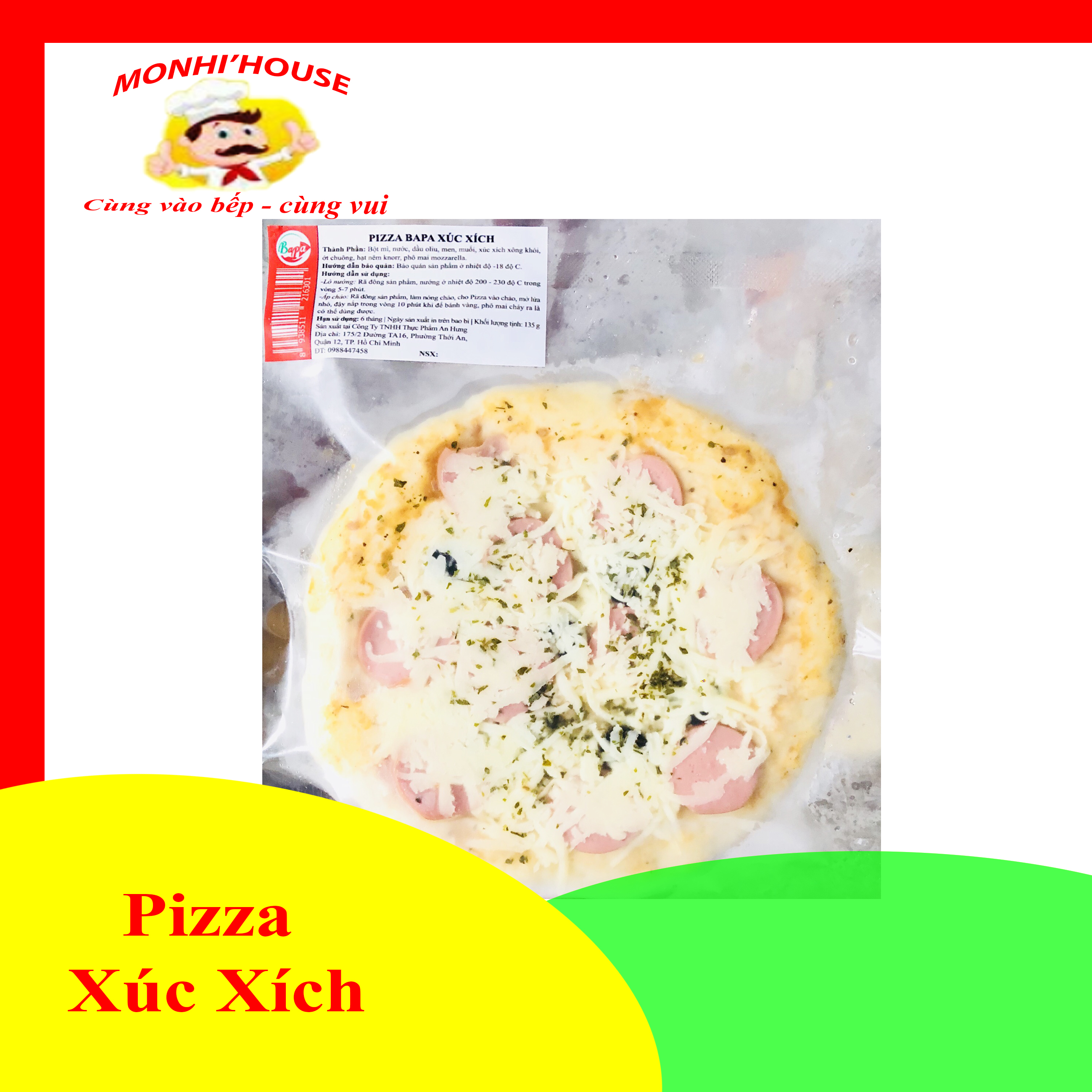 Bánh Pizza Xúc Xích Phô mai size 15cm ( chế biến sẵn, chưa nướng)