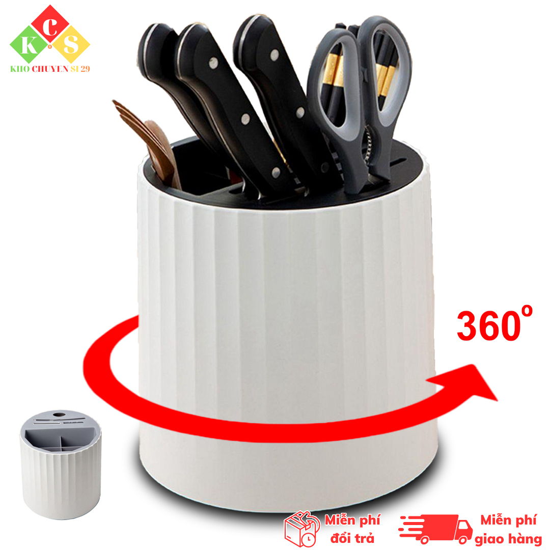 Ống đựng dao kéo , hộp đựng dao muỗng đũa xoay 360 độ thông minh