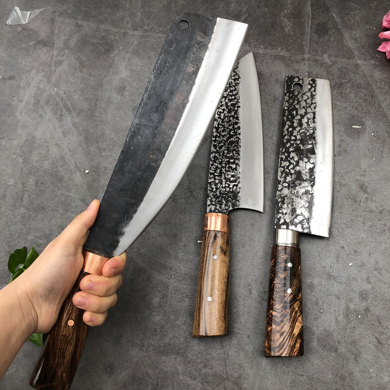 Bộ dao 2 món Chặt gà - Thái thịt cao cấp Mộc Nhiên Phúc Sen