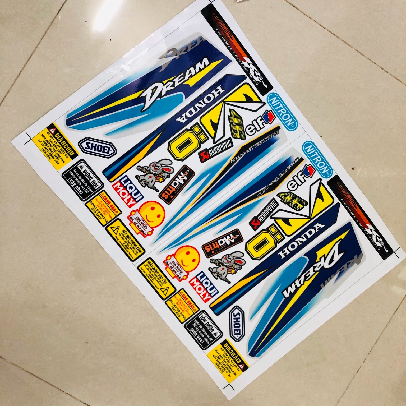 Tem rời Dream dán xe bạc