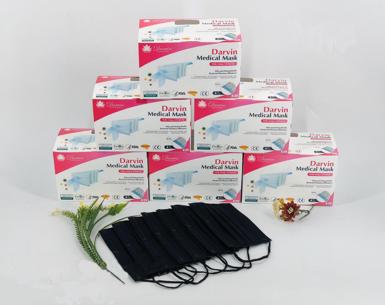 COMBO 7  HỘP KHẨU TRANG Y TẾ  DARVIN 4 LỚP