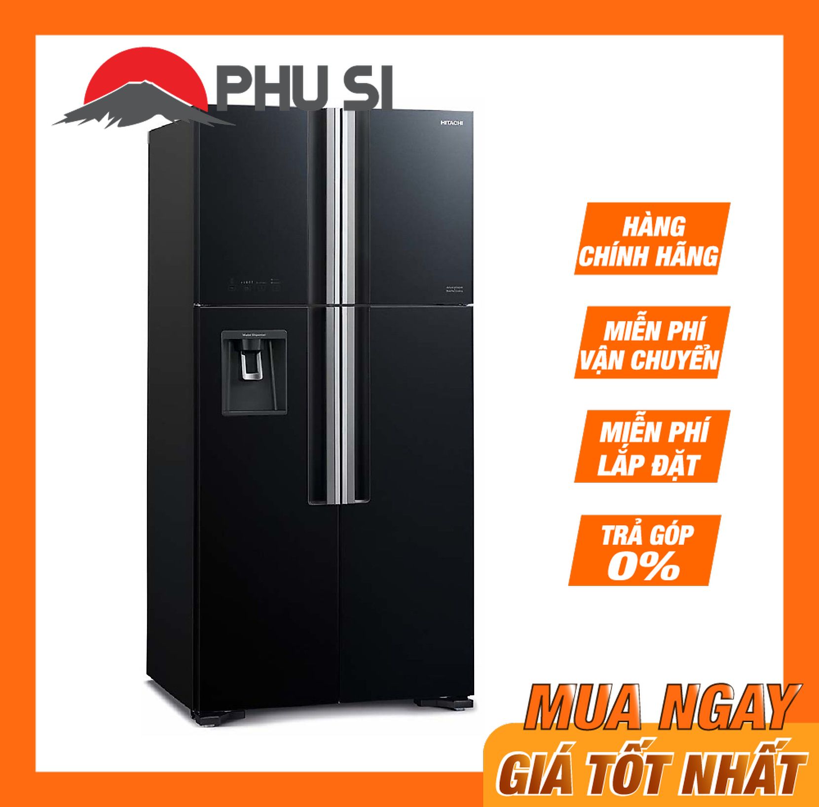 ✅[Trả góp 0%]Tủ Lạnh Side By Side Hitachi Inverter FW690PGV7 (GBK)
