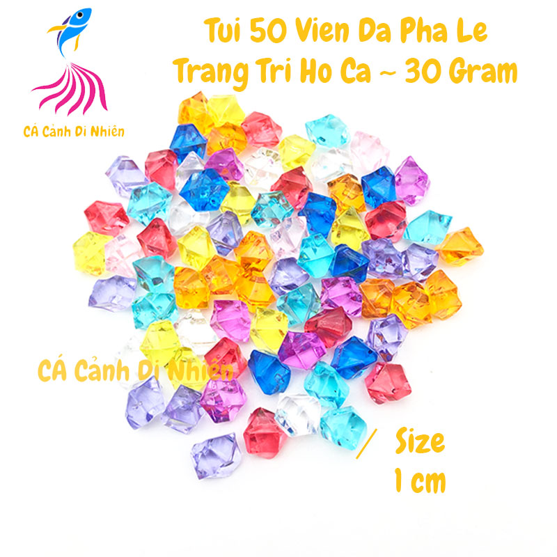 Túi 50 viên đá pha lê đủ màu size NHỎ 1 cm trang trí hồ cá cảnh