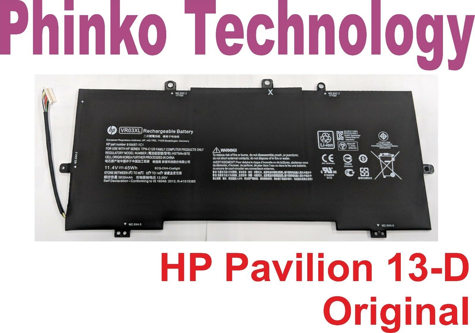 Pin Laptop HP VR03XL 816497-1c1 battery for HP Envy 13" Pavilion 13-D 13-D046TU D025TU D023TU TPN-C12 D024T