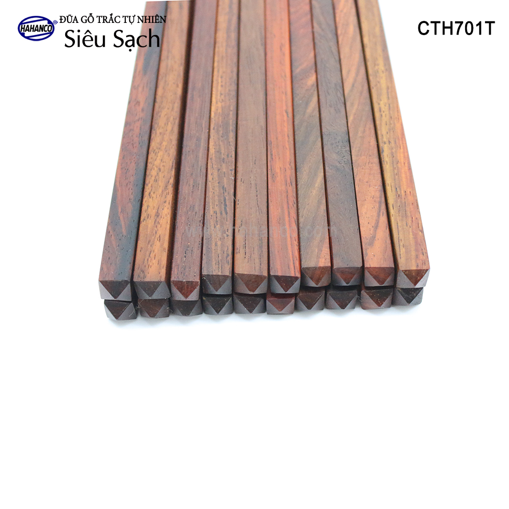 Đũa gỗ Trắc trơn Siêu Sạch vân cực đẹp (10 đôi đũa vuông) gỗ Trắc tự nhiên (CTH701TV) Chopstick of HAHANCO