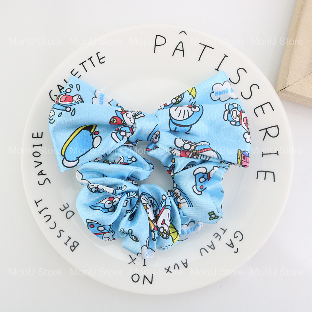 Cột tóc scrunchies nơ vải lụa doraemon doremon dễ thương cute mon0456