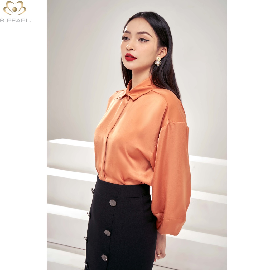 Áo sơ mi nữ Spearl thiết kế chất liệu lụa cao cấp  22SF6816232
