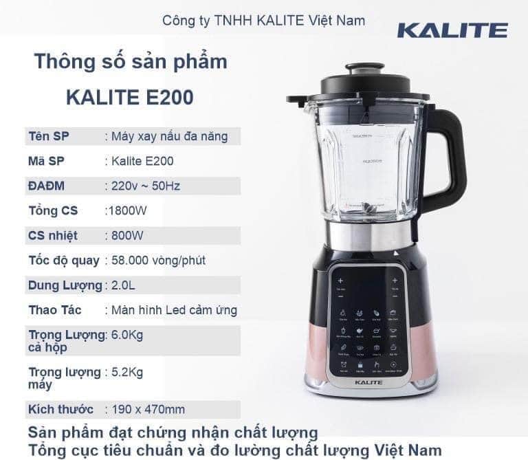 Máy làm sữa hạt, xay nấu đa năng Kalite E200