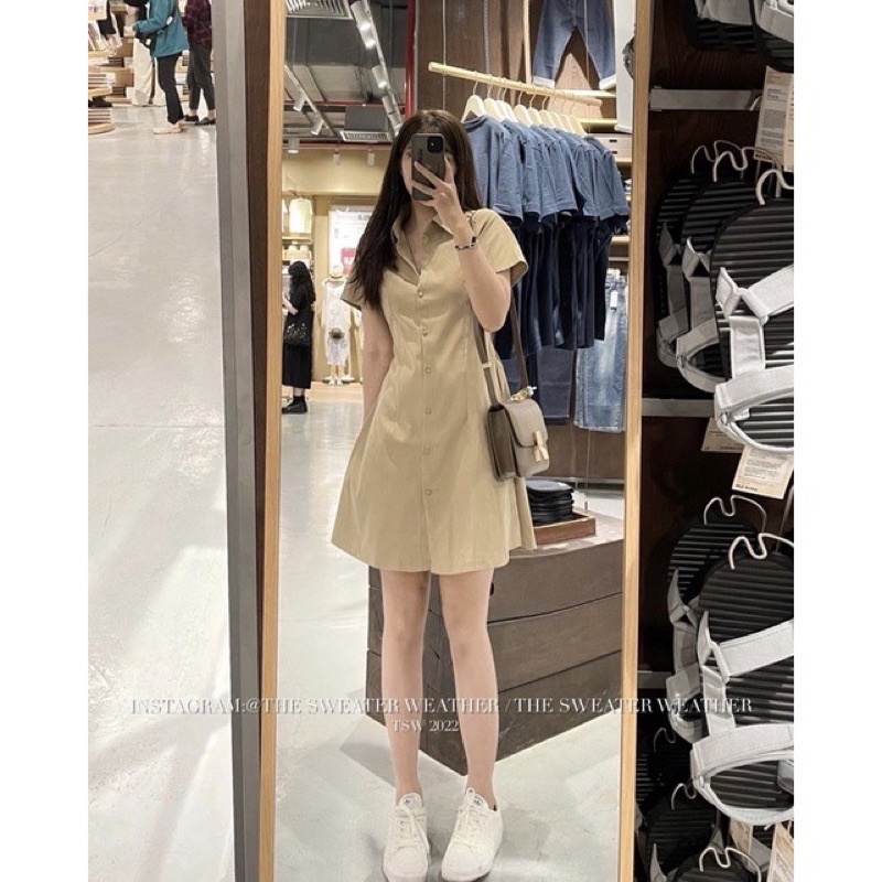 [Nami268] Váy Sơ Mi Thô Mềm Dáng Xoè Dài Lưng Chun (Hàng Sẵn, Ảnh Thật)