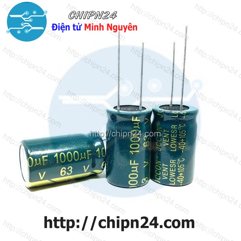 Tụ hóa 1,000uf 63v xanh lá tần số cao