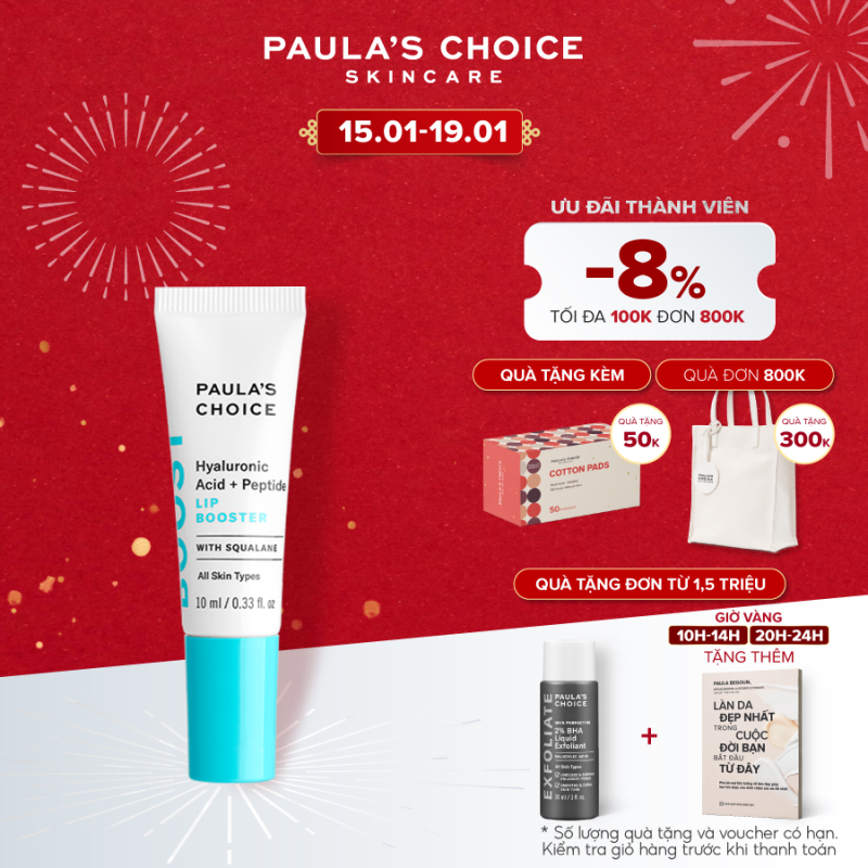 Tinh chất dưỡng môi Paula’s Choice Hyaluronic Acid + Peptide Lip Booster 10ml - 9580 nhập khẩu