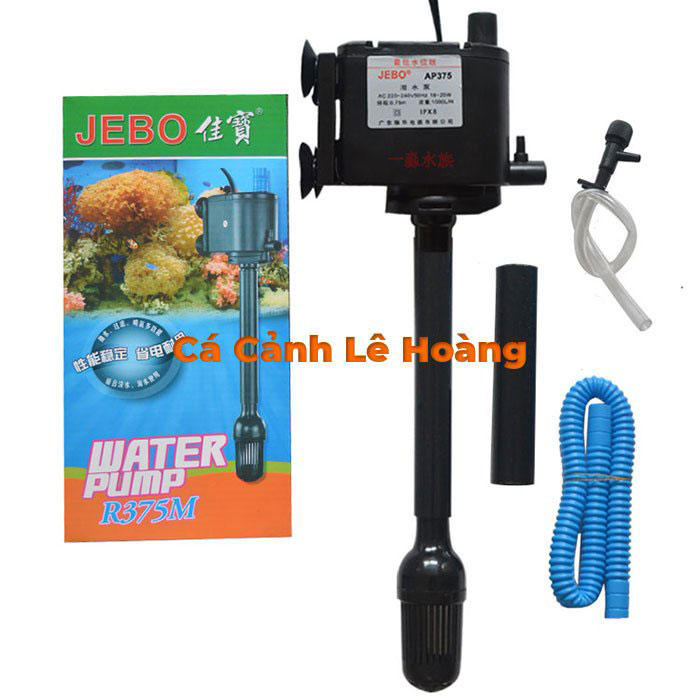 MÁY BƠM NƯỚC BỂ CÁ HỒ CÁ CHÌM ĐẦU LỌC JEBO ĐẨY CAO 0.75M công suất 18-20W Dùng bể từ 50 - 200L