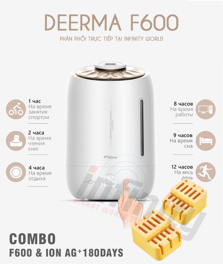 Bảng giá Máy tạo ẩm không khí siêu âm & khuêch tán tinh dầu cao cấp - Deerma F600 (Tặng 1 lọ tinh dầu thơm cao cấp Rhjy 10ml) Điện máy Pico