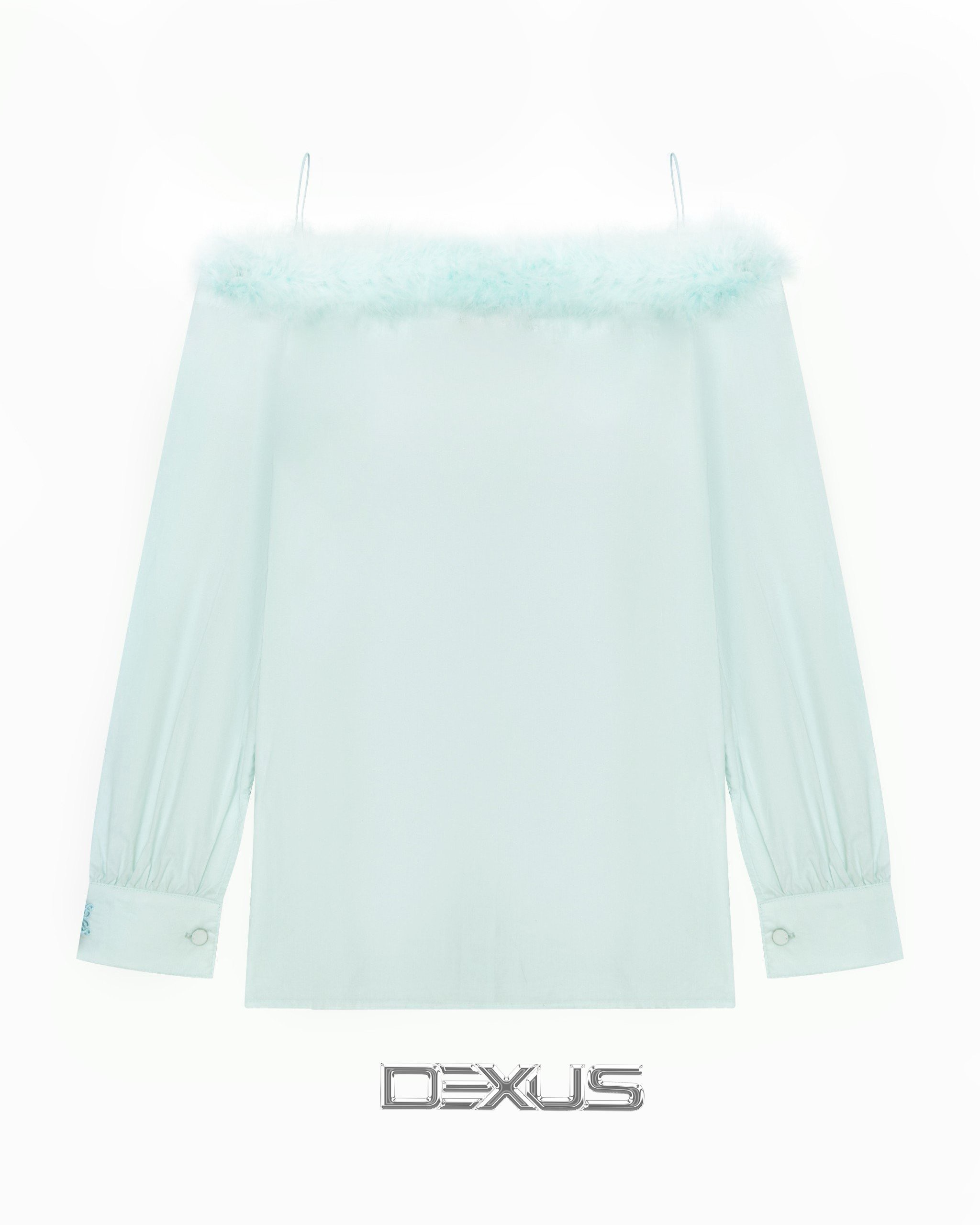 [DEXUS] ÁO TRỄ VAI MIX VIỀN LÔNG FEATHER TOP -  DXA140664