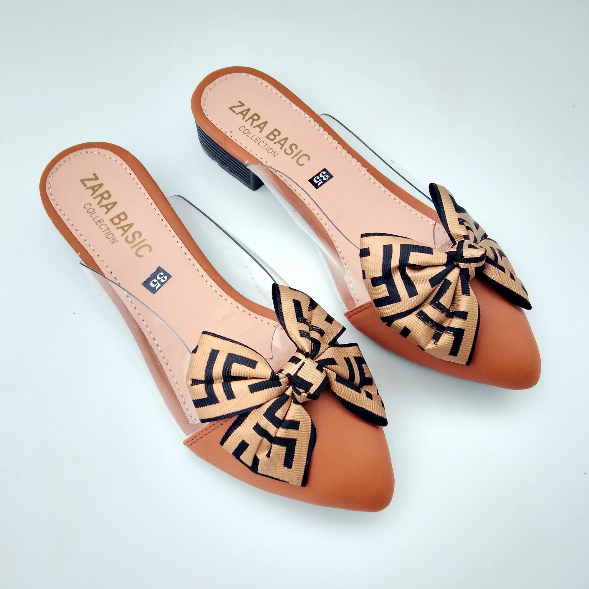 [HCM]Dép sục nơ phối mica trong suốt bít mũi