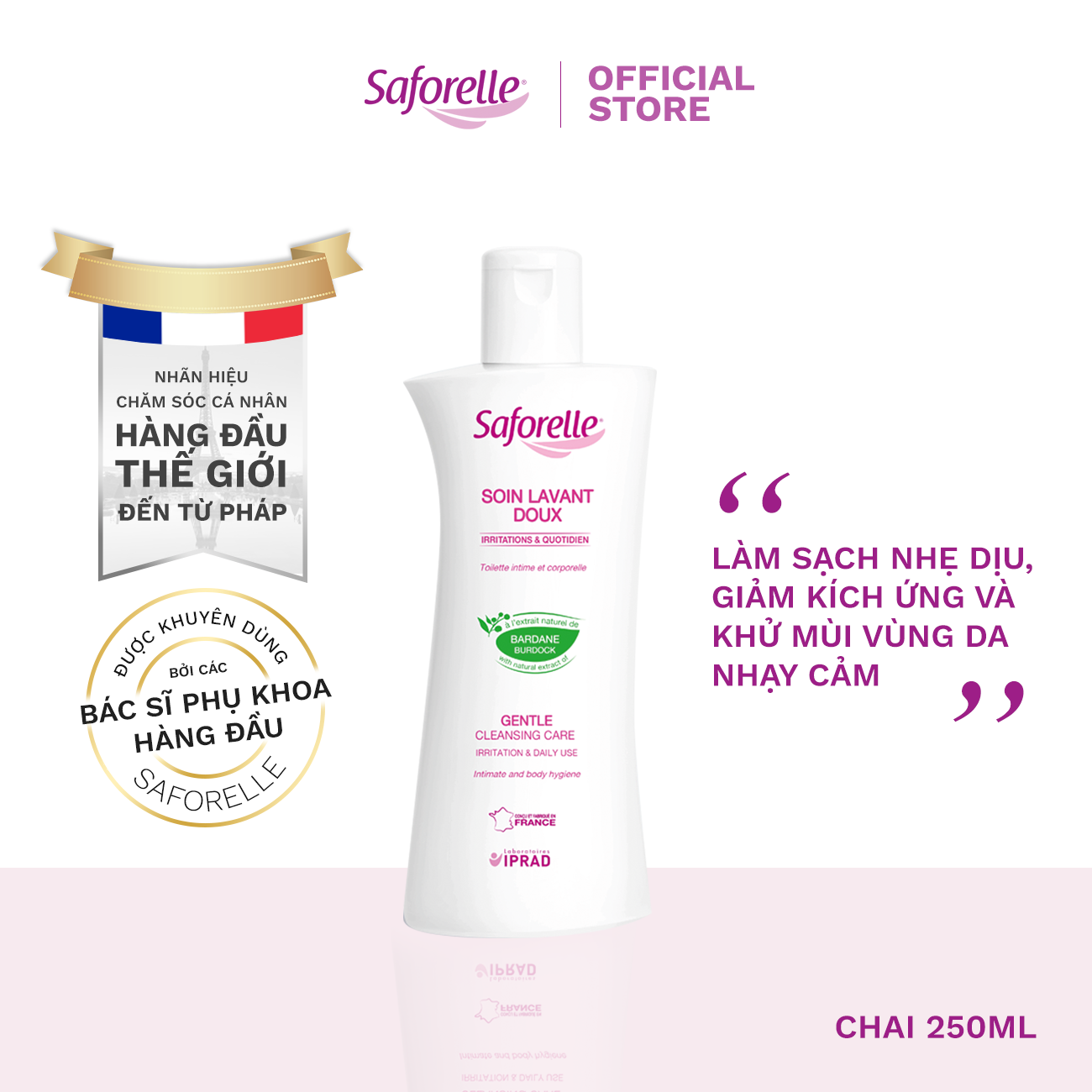 Dung dịch vệ sinh phụ nữ Saforelle Gentle Cleansing Care cao cấp thành