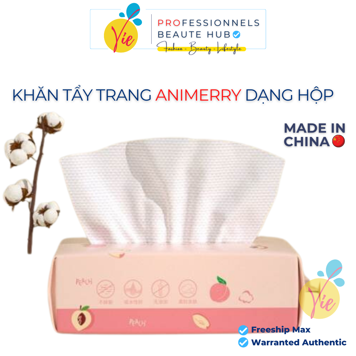Khăn Khô Tẩy Trang, Lau Mặt Đa Năng Tiện Lợi 100% Cotton ANIMERRY