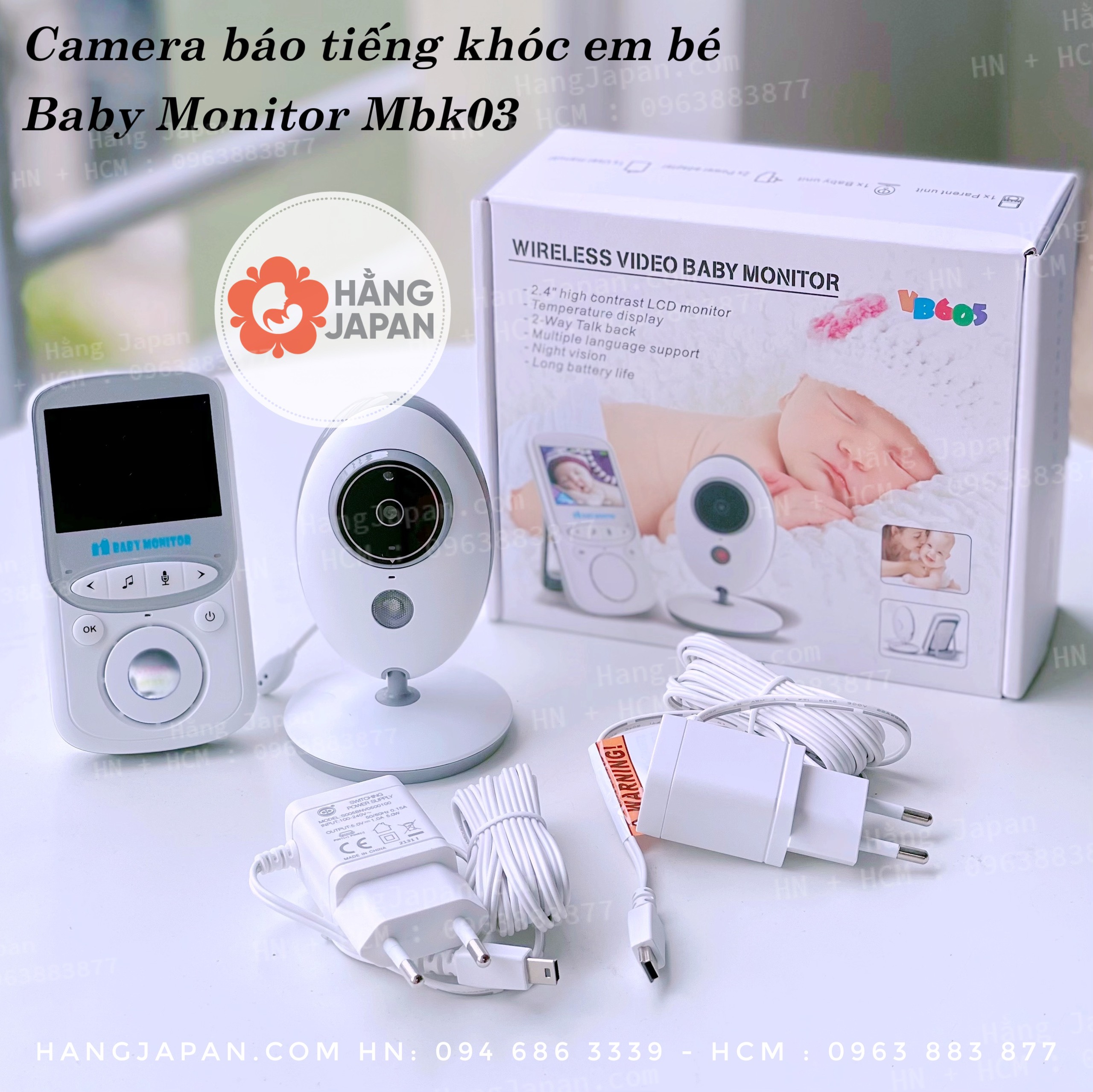 Máy báo khóc, theo dõi bé baby monitor pro 2021 corky baby mbk801/mbk601/mbk03