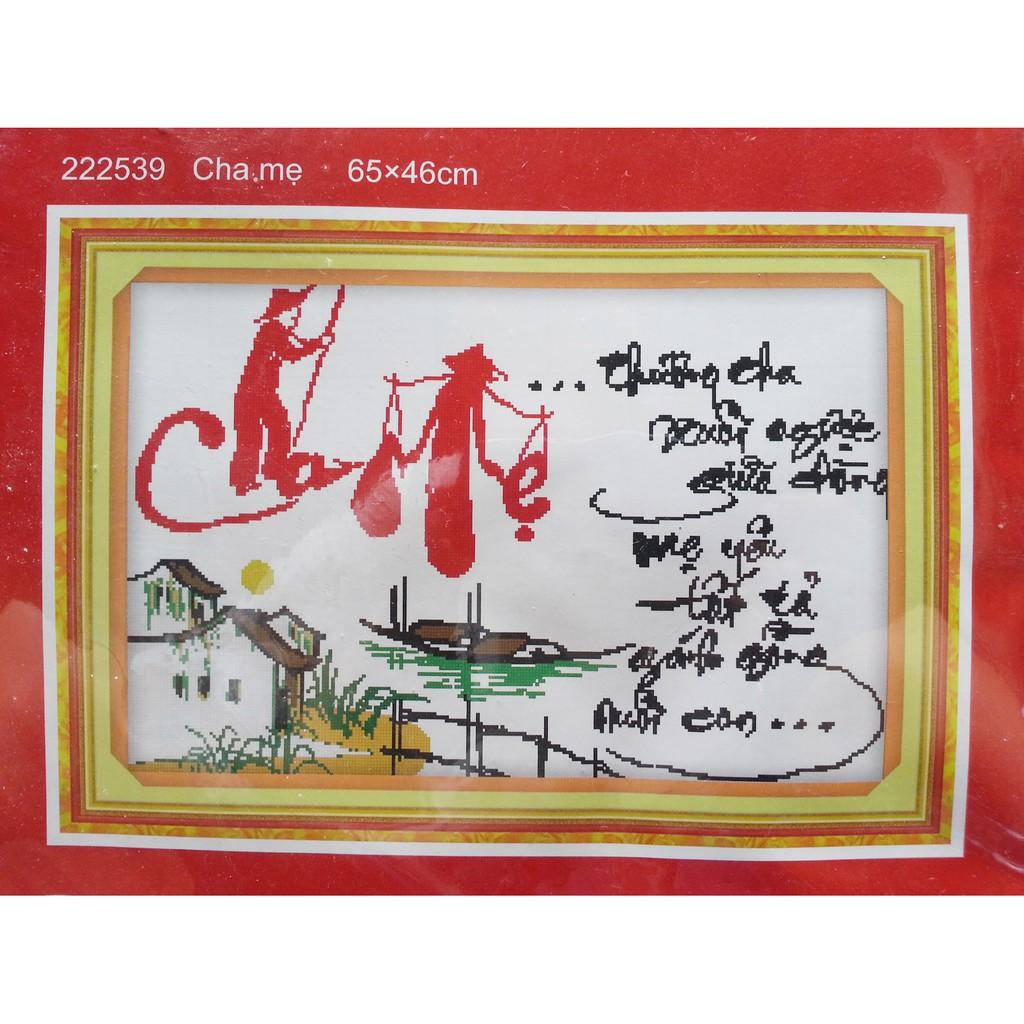 [HCM]Tranh Thêu Chữ Thập Chưa Thêu Thương Cha Xuôi Ngược Giữa Dòng Mẹ Yêu Tất Tả Gánh Gồng Nuôi Con 222539