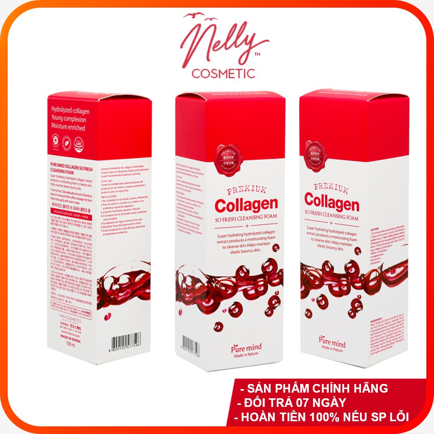 Sữa rửa mặt Collagen Pure Mind Collagen So Fresh Cleaning Foam 100ml