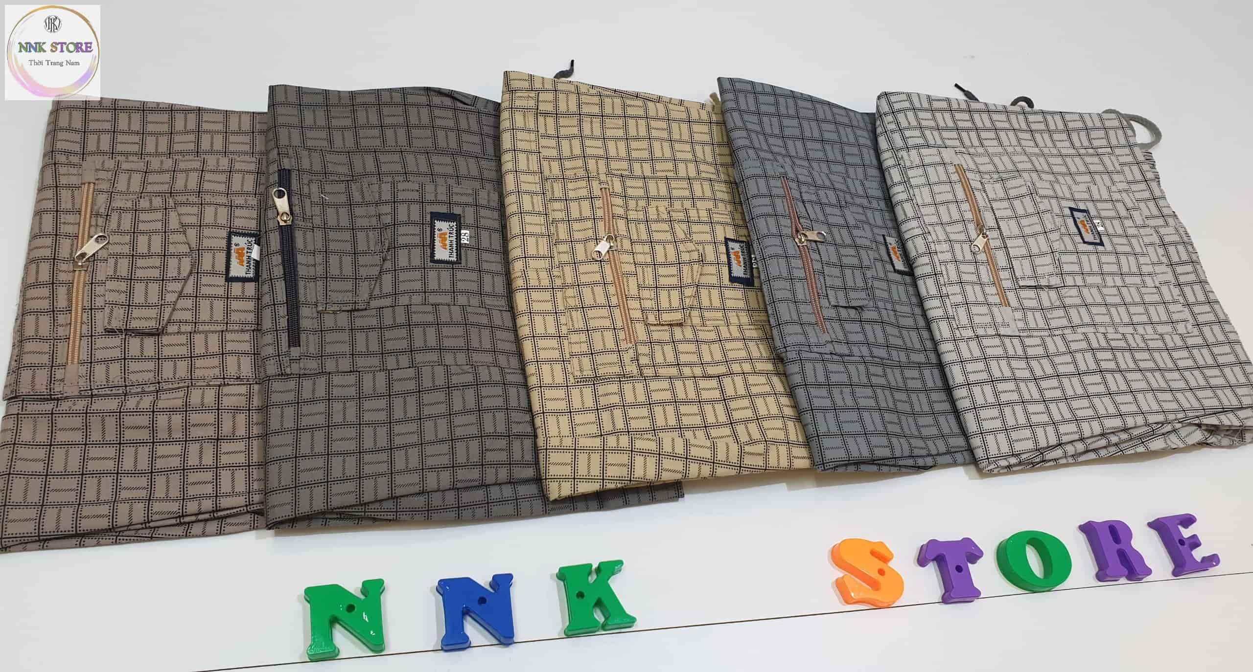 Quần đùi nam kaki kẻ sọc caro lửng vải mỏng mịn trung niên mặc nhà nnkstore size từ 50kg - 85kg