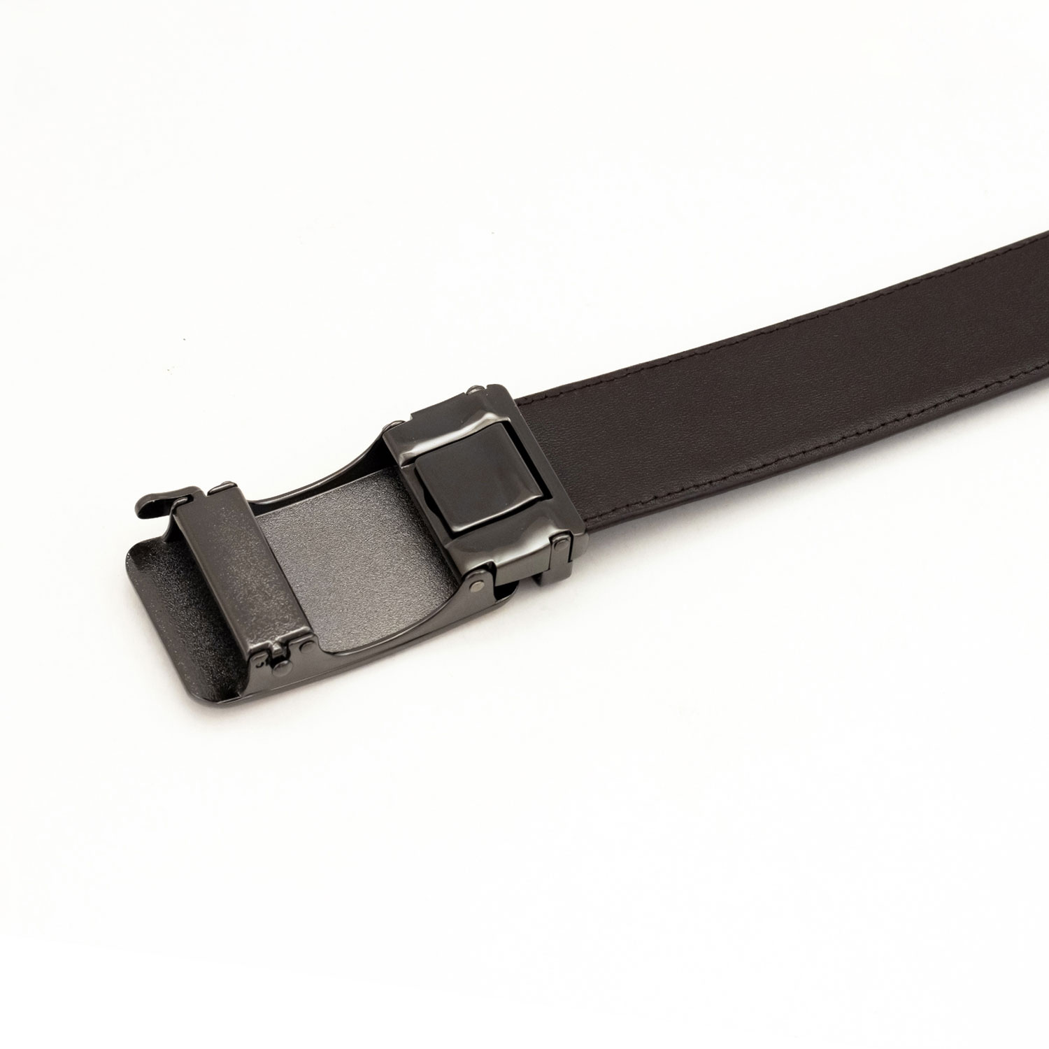 Thắt lưng khoá tự động da bò Nappa MNT4-17 khoá mặt kiếng vàng đen sang trọng, hai màu da đen nâu, Anh Tho Leather