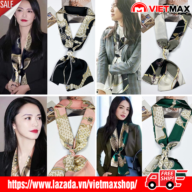 🎁 Khăn Choàng Lụa Dùng Buộc Tóc Quấn Túi Xách Phong Cách Hàn Quốc Cho Nữ (145x15cm)