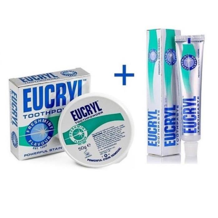 Combo kem đánh trắng răng Eucryl và bột tẩy trắng Eucryl